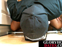 Gray DILF enjoys sucking and tugging gloryhole dick