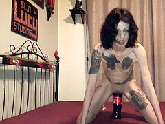 Naked, object-insertion, pussyfucking