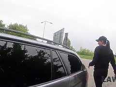 Leanne Lace gets caught stealing a car & punished with a hard fuck by security guard