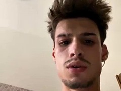 Tussi, Grosser schwanz, Braunhaarige, Schwul, Masturbation, Solo