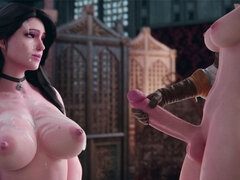 Big Breast Yennefer Gets Sprayed All Over with Futa Cum