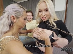 Wife swap with Vera Jarw in a collar and Veronica Leal covered in cum