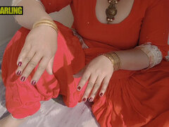 Punjabi Bhabhi Painted Her Nail on Roof