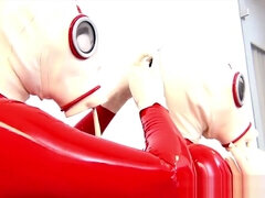 Hot lesbian nurse in latex and gasmask