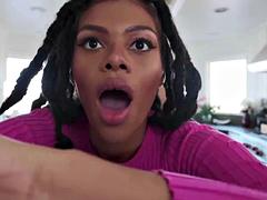 New  Hot Ebony Stepmom: Big Tits, Big Ass  Blowjob Porn