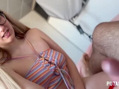 Cul, Chambre à dormir, Blonde, Sucer une bite, Interracial, Seins naturels, Chatte, Chevaucher