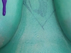 素人, ぽっちゃり, 女, 毛深い, オナニー, 自然山雀, 一人, タトゥー