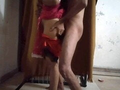 Desi wife indulges in deep oral action and standing sex with her husband, swallowing it all