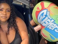 Thick Black Girl Gets Fucked Through Her Tight Gusher Shorts on Her Way to the Car Wash
