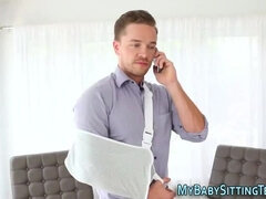 Babysitter sucking cock