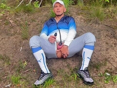 Horny Soccer Player Male-pussy Outdoor Training with Cum and Milk Enema in the Football Ki