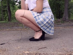 Sexy ASMR clip with pavement sounds of high heels and booty worship while walking