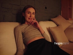 Ukrainian teen Alina shows her amazing young boobies