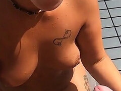 Amatør, Kukk suging, Sæd i munnen, Utendørs, Synsvinkel, Kort hår, Tattovering