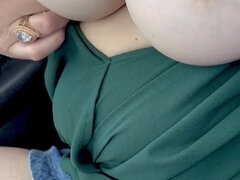 No Panties Under Mini Skirt and Exposed Breasts in Car