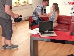 Auditie, Mooie dikke vrouwen, Grote mammen, Pijpbeurt, Stel, Sperma shot, Geschoren, Tieten likken