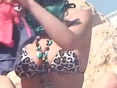 Adrianne on the Beach! Flashing Video!