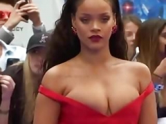 Rihanna showing hot epic cleavage at the Valerian premiere.