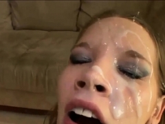 금발의, 오랄섹스, 사정 샷, 얼굴에, 하드코어, Hd, 청소년