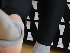 Amateur, Europeo, Fetiche de pies, Nylon, Calcetines, Solo