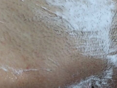 Shaving Hairy Vagina with Shaving Foam! Close-up!