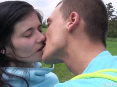 Real teen couple fucking outdoors