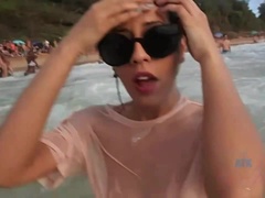 Leie, Strand, Blondine, Hd, Pov, Dusche, Dürr, Titten