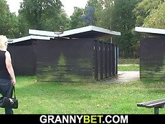 Blonde old grandma fuck on public