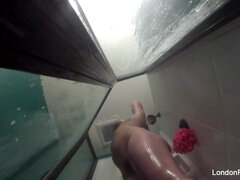 Asijské, Koupelna, Velký zadek, Velké kozy, Brunetka, Hd, Přírodní prsa, Sprcha