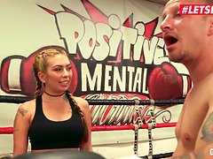 Horny Sluts Fuck The Gym Owner On The Boxing Ring