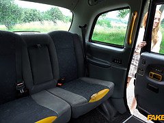 Watch this shy young redhead with freckles and blue eyes get her pink asshole pounded in fake taxi POV