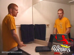 Young Tristian's Hot Solo Scene: Bathroom Jerk Off and Mirror Cum Shot