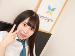 Asian schoolgirl pulls panties aside to be fingered