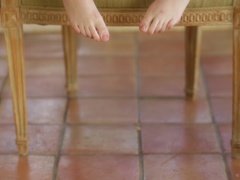 Blondine, Füsse, Absätze, Masturbation, Natürlich, Muschi, Rasiert, Strümpfe