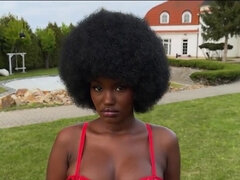 Busty ebony Lexi Luv's cunt looks cute on a white dick