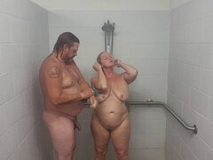 Hot amateur couple enjoy a steamy shower quickie!