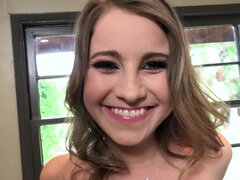 Young housewife Kinsley Eden gets boned in the kitchen