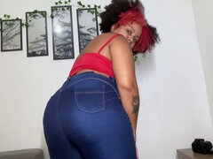 BBW Ebony Farting Beauty in Blue Jeans