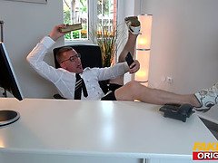 Hot office girl Anny Aurora spanked and fucked calling him Daddy