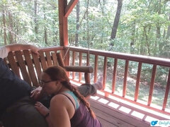Outdoor Porch Swinging Blow Job and Pussy Licking with Ginger MILF Wife with Long Braided Hair