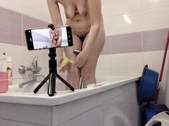 Amatør, Bad, Stor rumpe, Store pupper, Hårete, Latina, Hengepupper, Alene