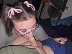 Delivered an irresistible blowjob adorned with bows in my hair, devouring every inch