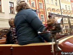 70 years old granny rides stranger's cock