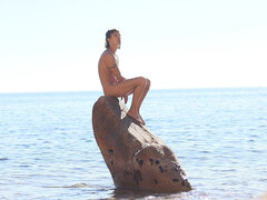 Leie, Strand, Blasen, Handjob, Nackt, Im freien, Öffentlich, Spanisch