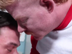 The bearded doctor takes good care of the tall ginger