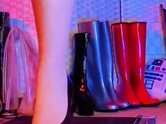 아마추어, 지배, 페티쉬, 힐, 팬티호스, 빨간 머리, 혼자, 스타킹