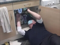 Mature Cheating Wife With Plumber. Footplay, Bj, Rides His Cock And Fucked From Behind