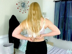 Amador amadora, Negroa, Loiroa, Fêmea, Óculos, Saia, Solo chão, Apertado