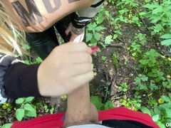 Voyeur spies on us during our steamy forest encounter! Creepy!