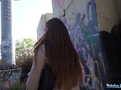 British babe Lara Lee gets paid to suck and fuck a Czech big cock in public
